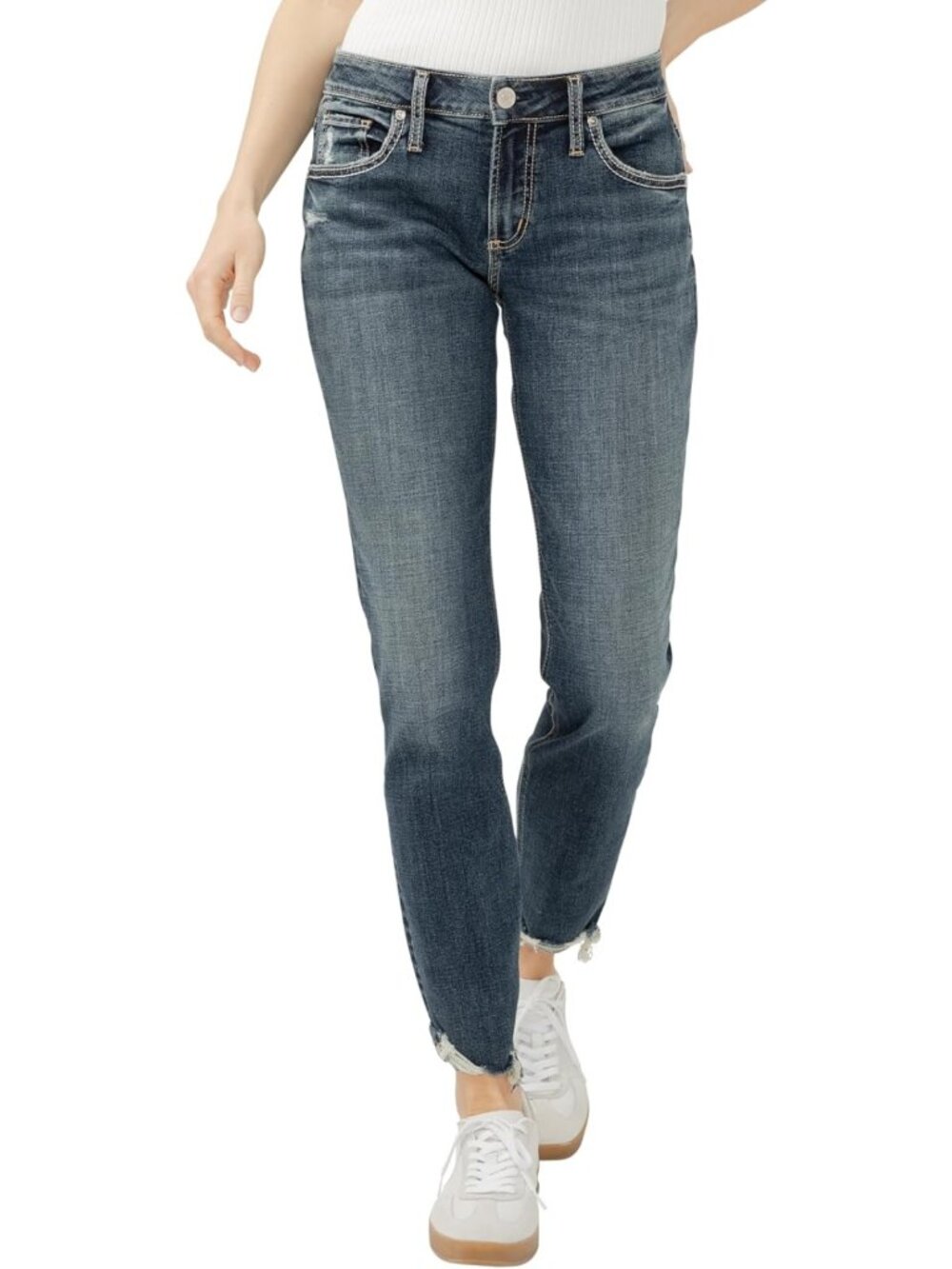 Mid Rise Slim Leg Boyfriend Jeans for Women - Stylish & Comfortable Denim